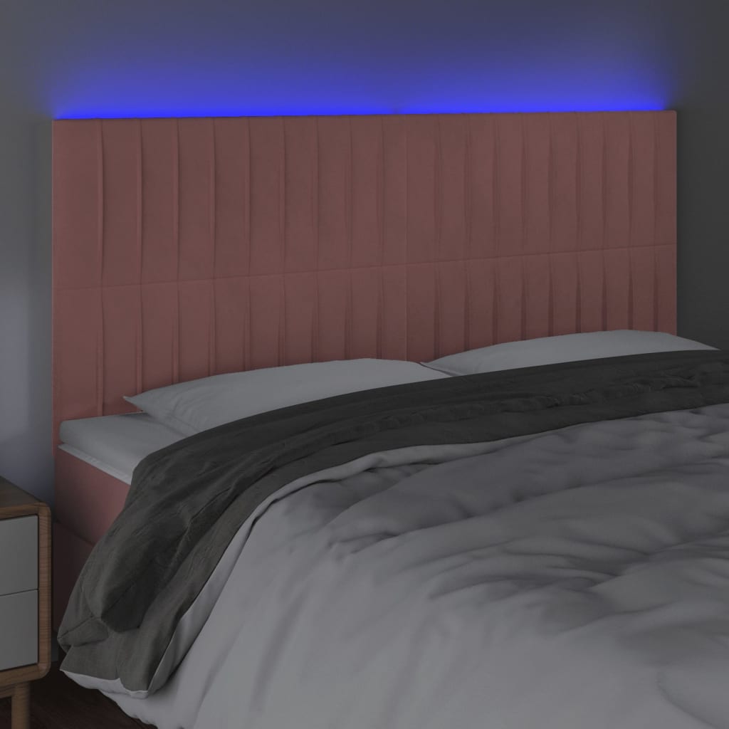 LED uzglavlje ružičasto 200x5x118/128 cm baršunasto