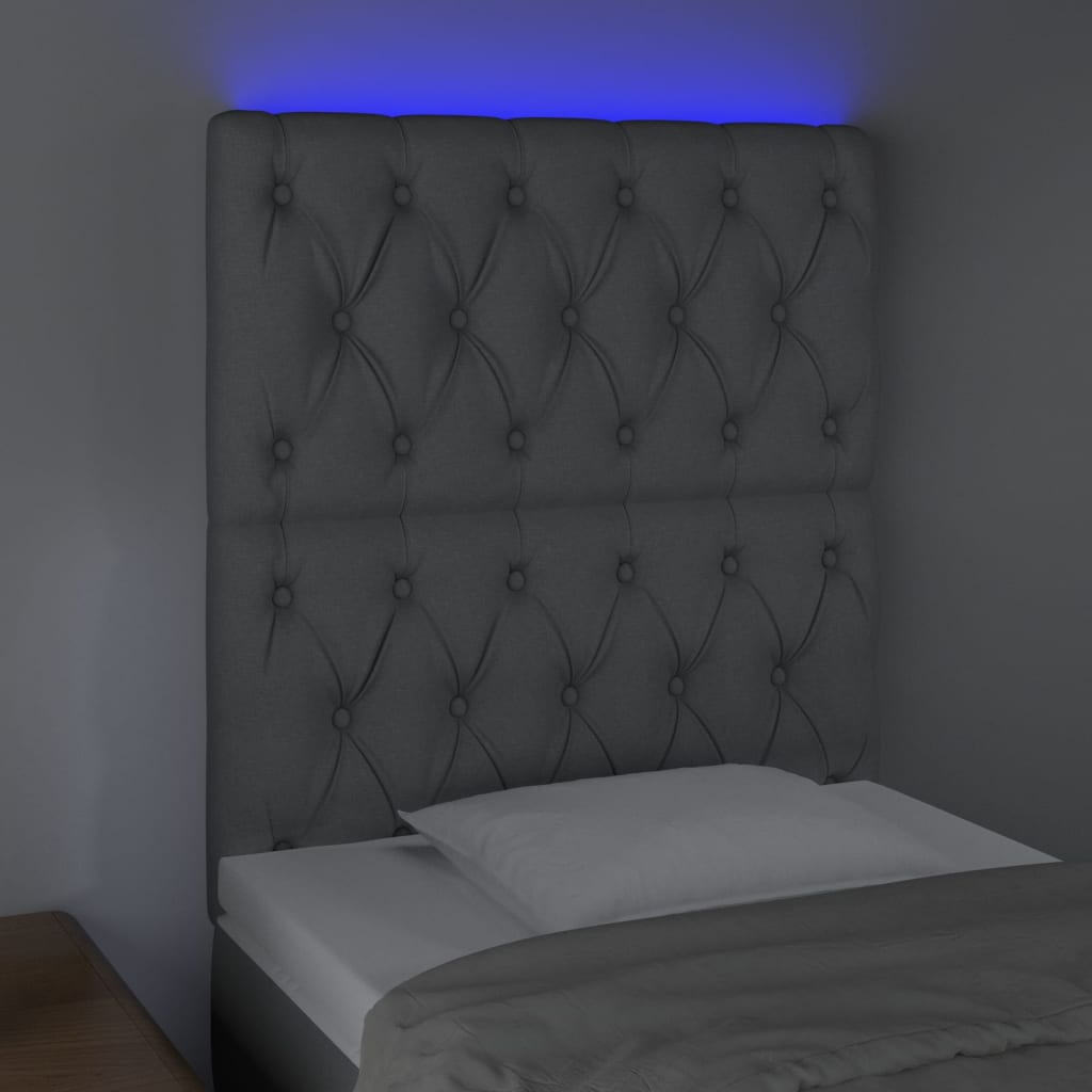 LED uzglavlje svjetlosivo 80x7x118/128 cm od tkanine