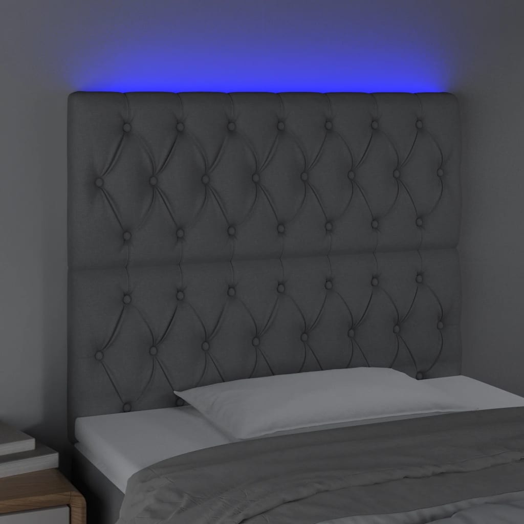LED uzglavlje svjetlosivo 90x7x118/128 cm od tkanine