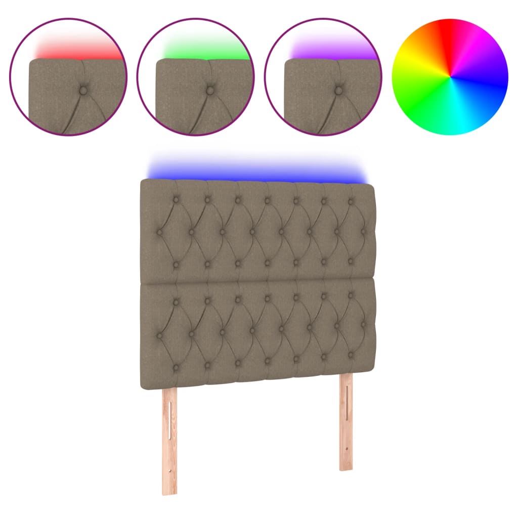 LED uzglavlje smeđesivo 90x7x118/128 cm od tkanine