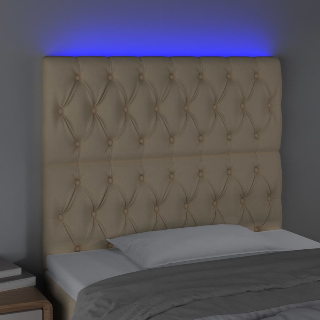 LED uzglavlje krem 90x7x118/128 cm od tkanine
