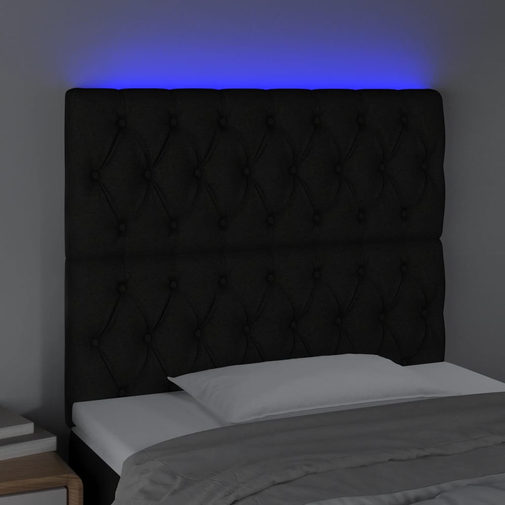LED uzglavlje crno 100x7x118/128 cm od tkanine