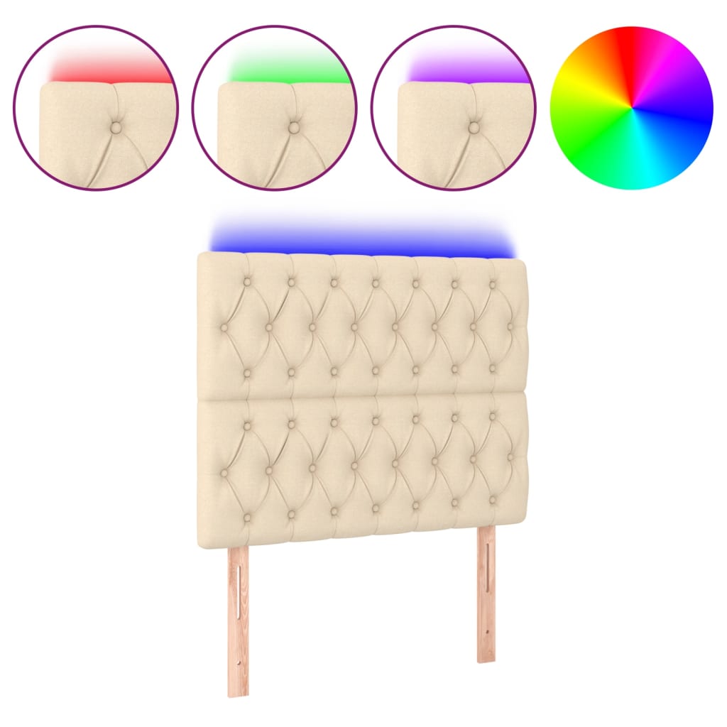 LED uzglavlje krem 100x7x118/128 cm od tkanine
