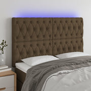 LED uzglavlje tamnosmeđe 144x7x118/128 cm od tkanine
