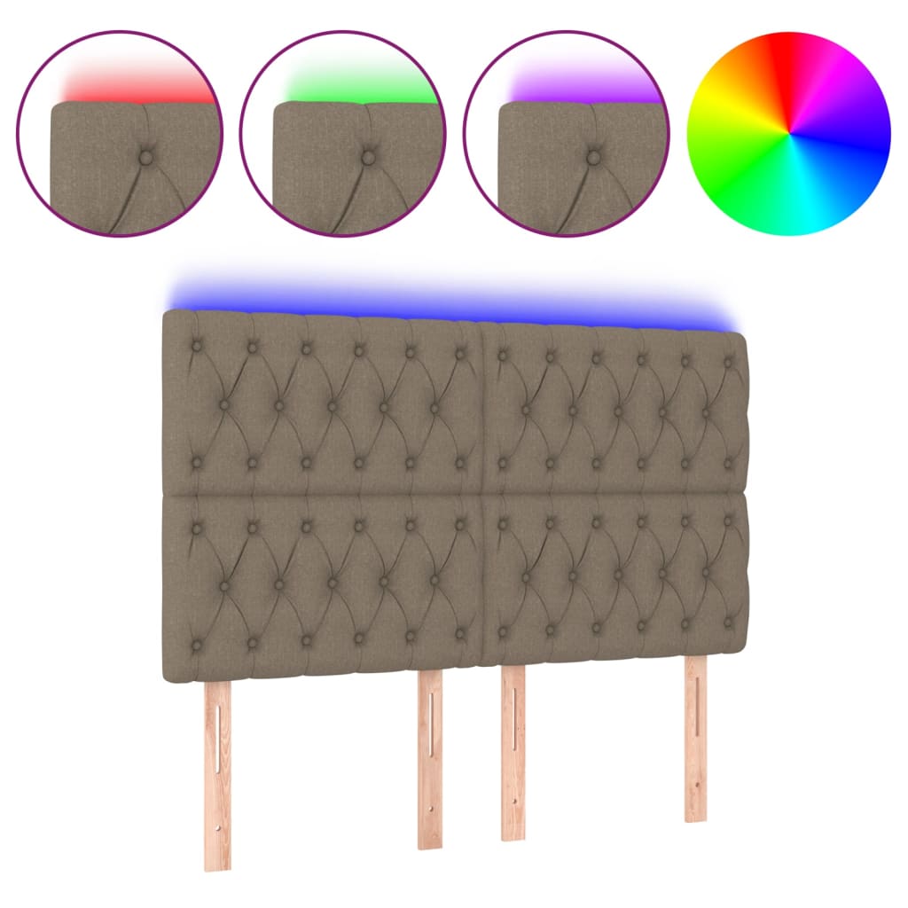 LED uzglavlje smeđesivo 144x7x118/128 cm od tkanine