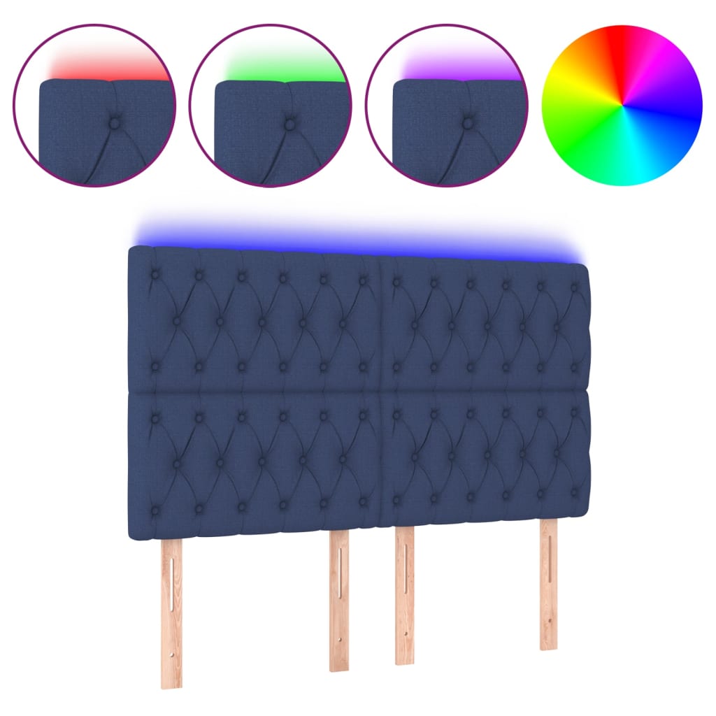 LED uzglavlje plavo 144x7x118/128 cm od tkanine