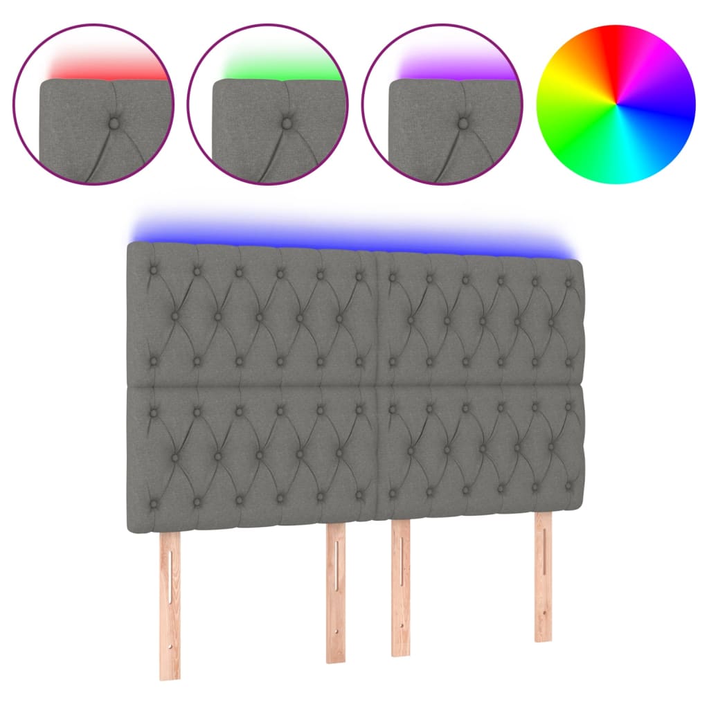 LED uzglavlje tamnosivo 160x7x118/128 cm od tkanine