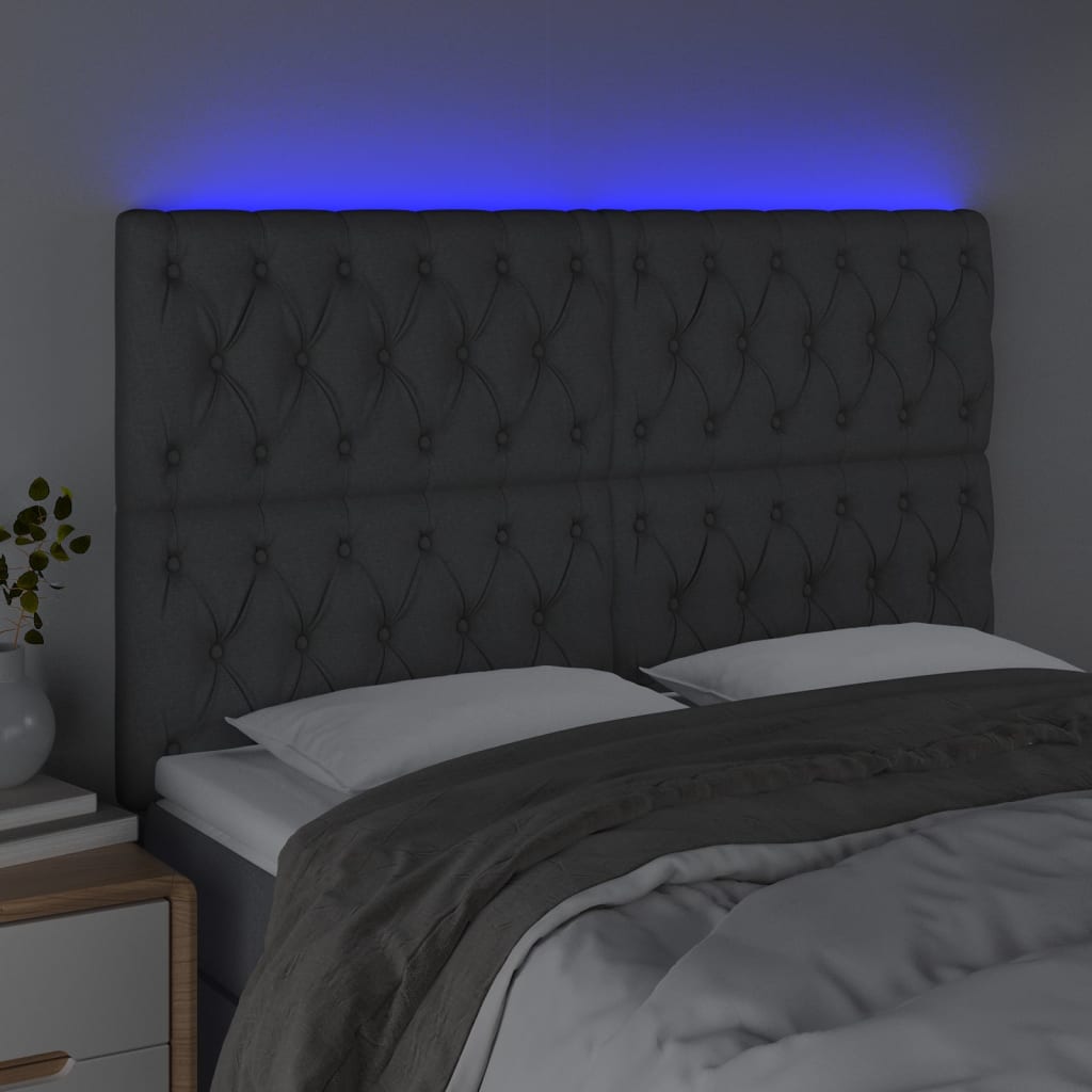 LED uzglavlje tamnosivo 160x7x118/128 cm od tkanine