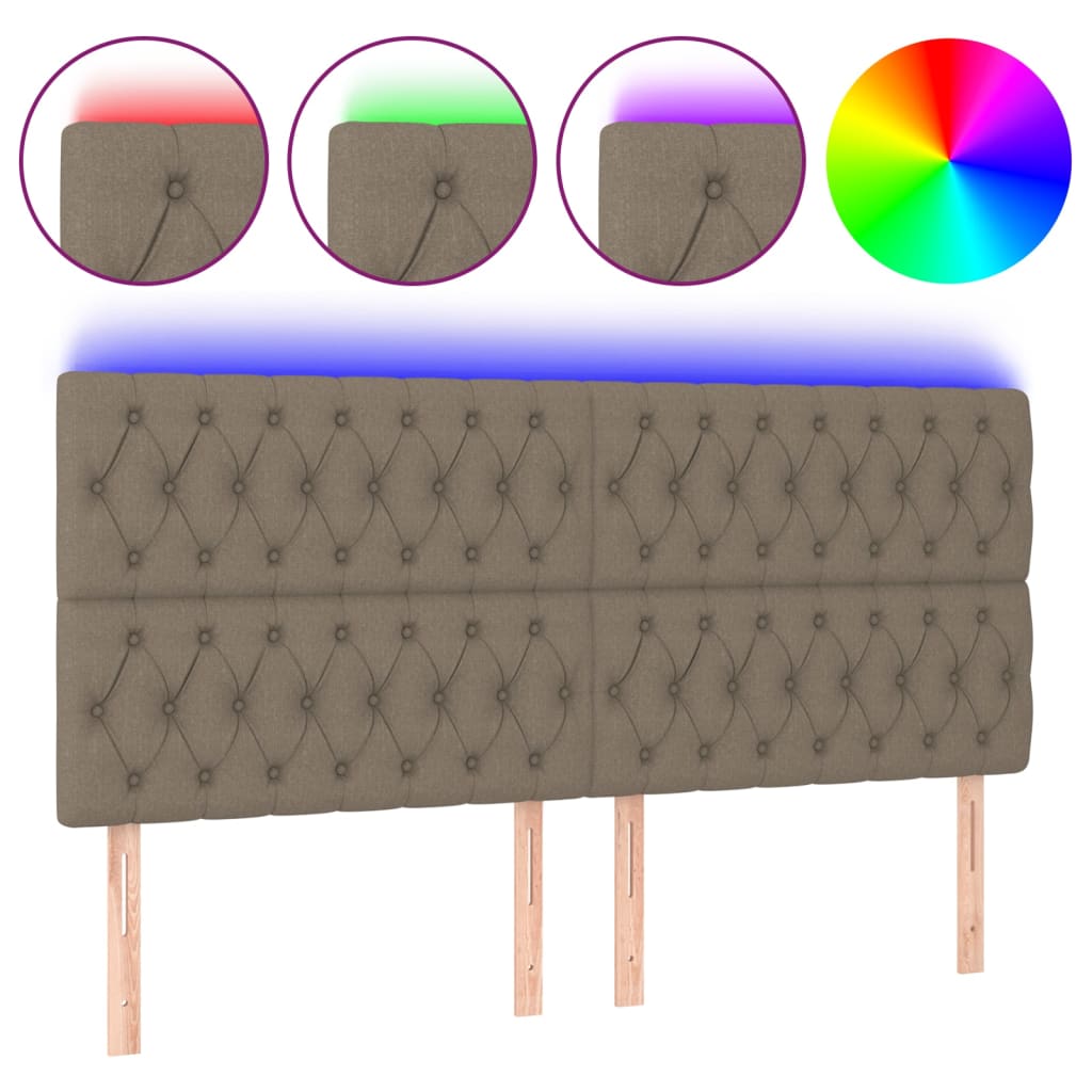 LED uzglavlje smeđesivo 180x7x118/128 cm od tkanine