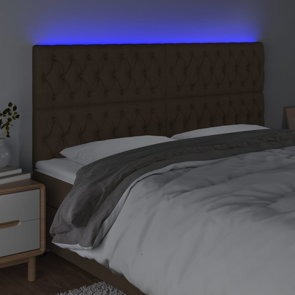 LED uzglavlje tamnosmeđe 200x7x118/128 cm od tkanine