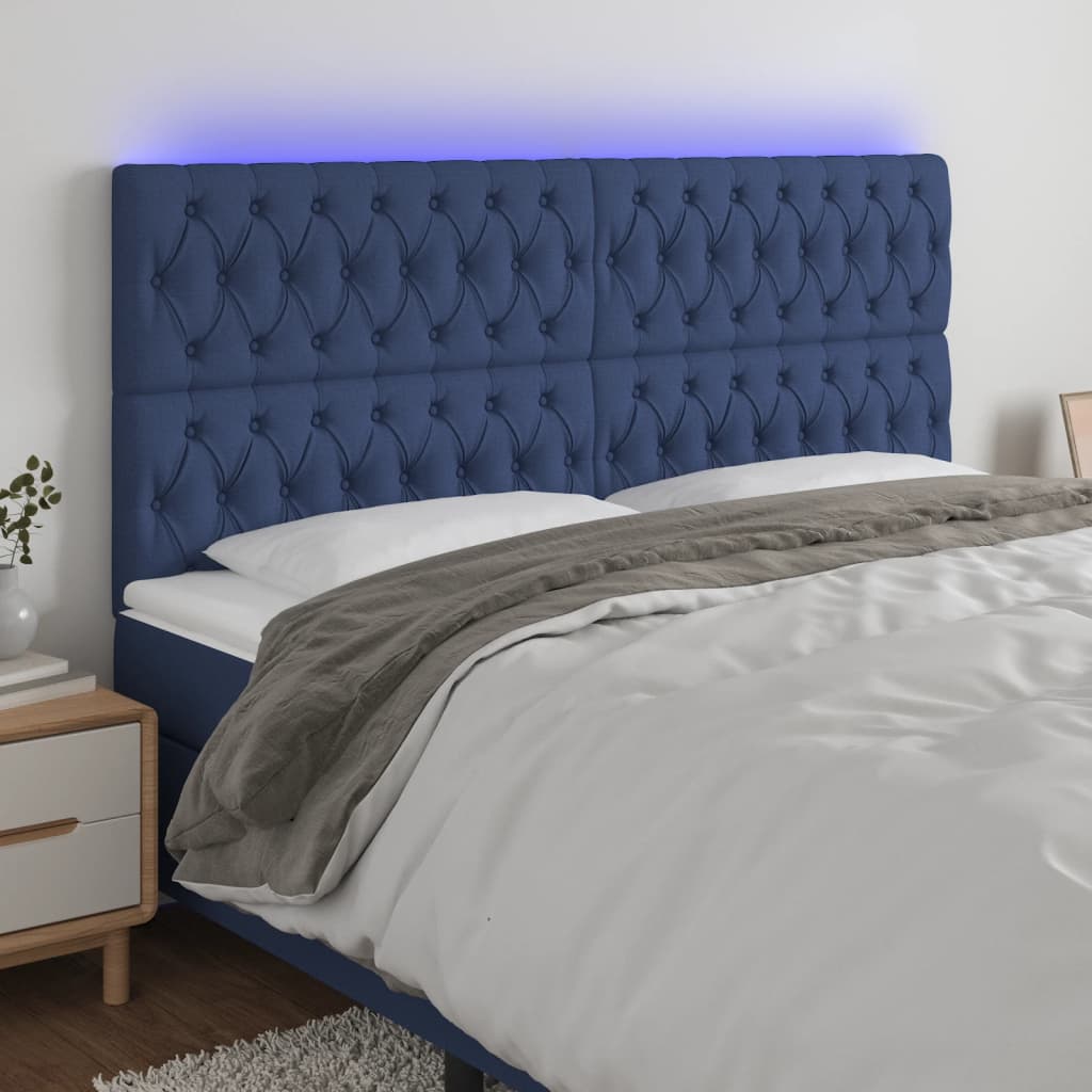 LED uzglavlje plavo 200x7x118/128 cm od tkanine