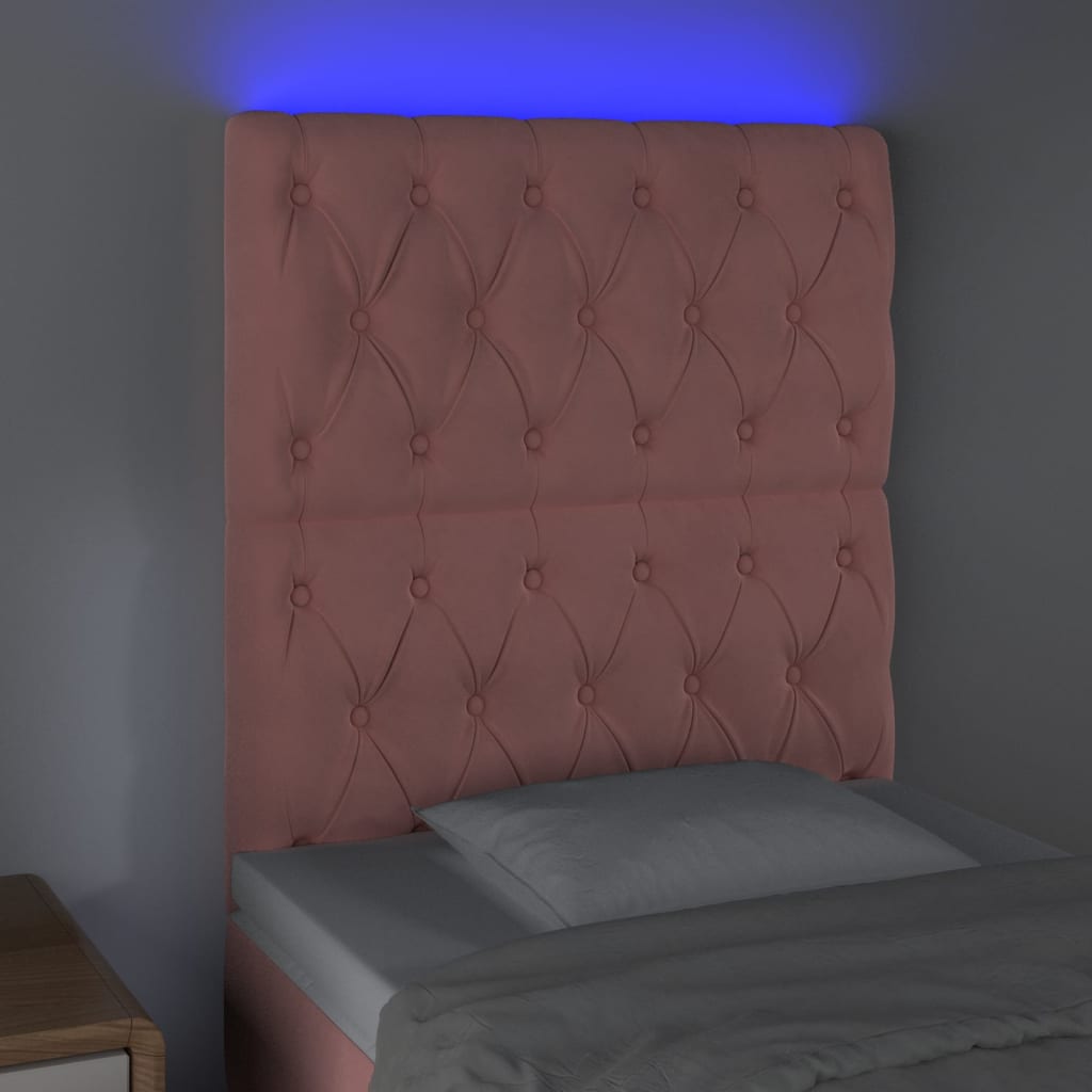 LED uzglavlje ružičasto 80x7x118/128 cm baršunasto
