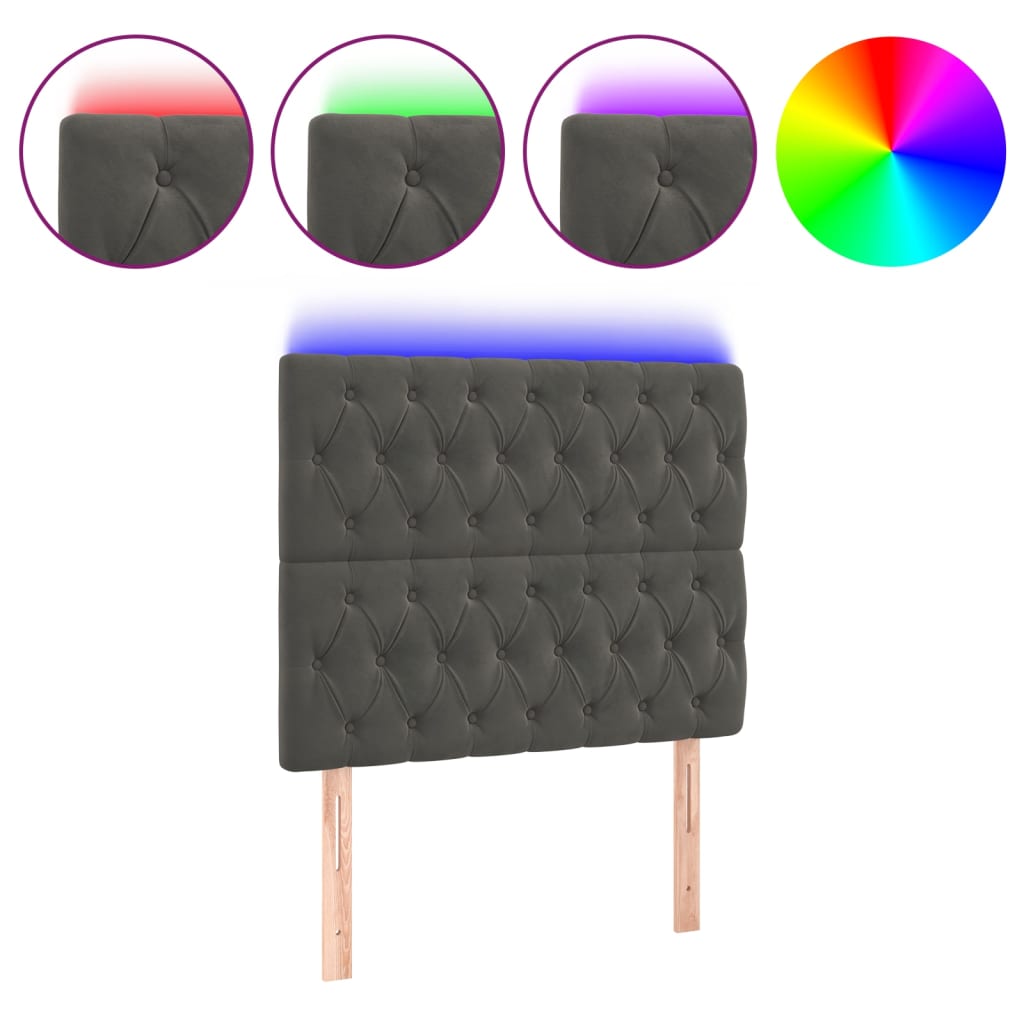 LED uzglavlje tamnosivo 100x7x118/128 cm baršunasto