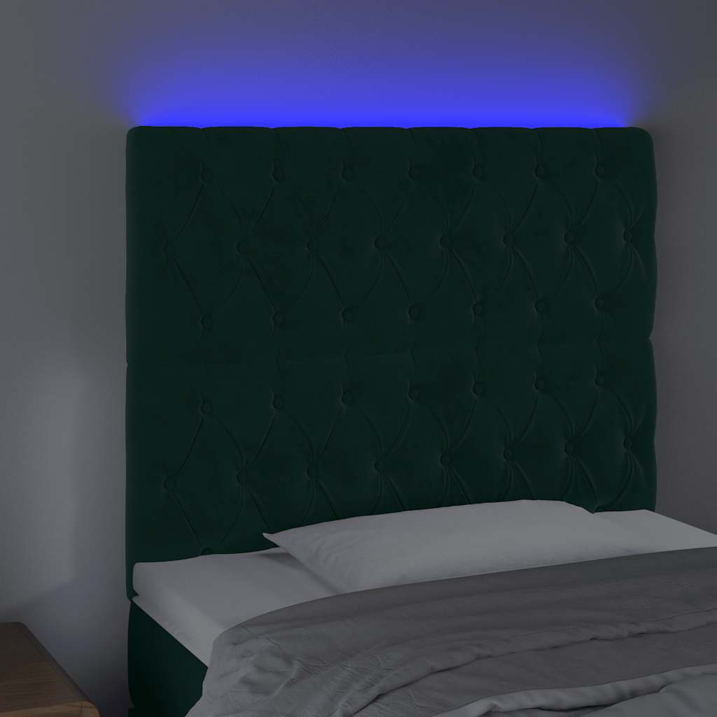 LED uzglavlje tamnozeleno 100x7x118/128 cm baršunasto