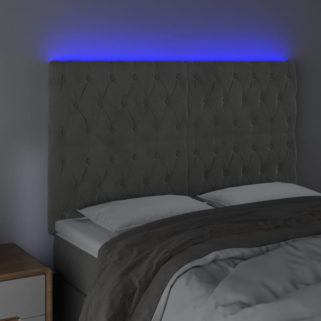 LED uzglavlje svjetlosivo 144x7x118/128 cm baršunasto