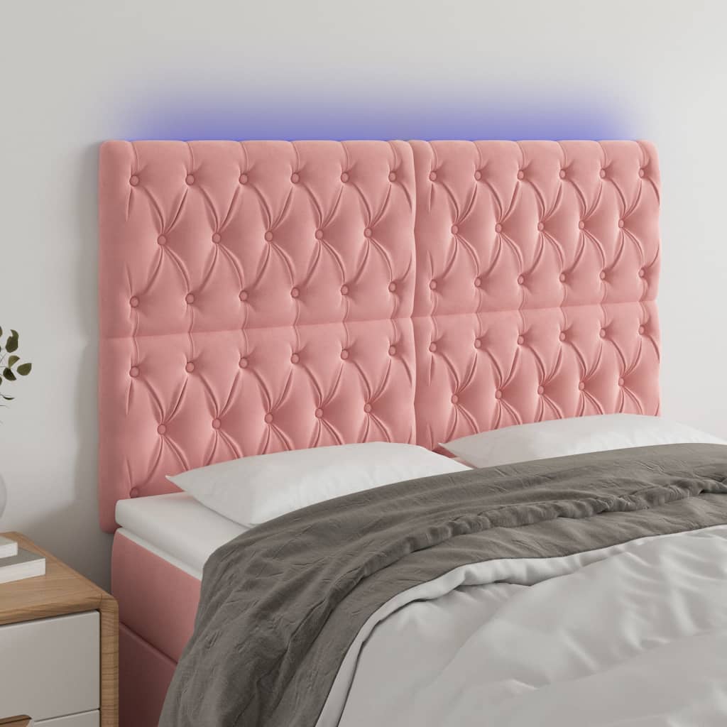 LED uzglavlje ružičasto 144x7x118/128 cm baršunasto