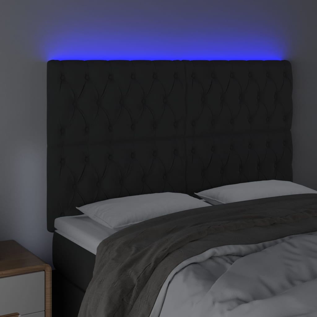 LED uzglavlje crno 160x7x118/128 cm baršunasto