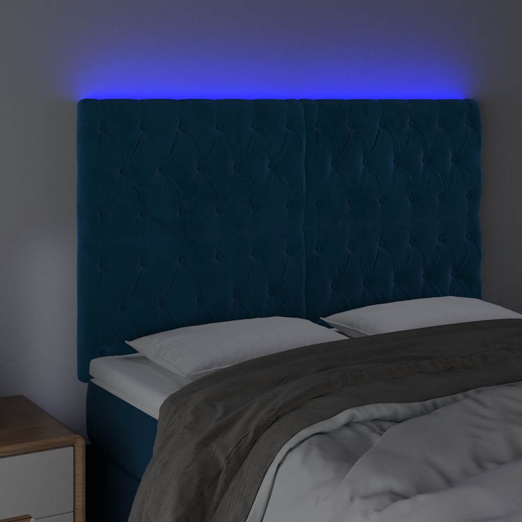LED uzglavlje tamnoplavo 160x7x118/128 cm baršunasto