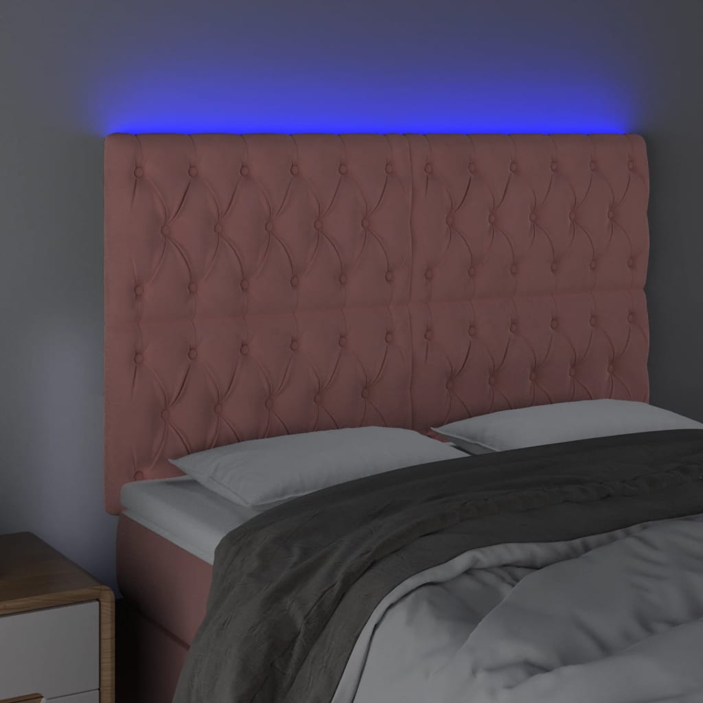 LED uzglavlje ružičasto 160x7x118/128 cm baršunasto
