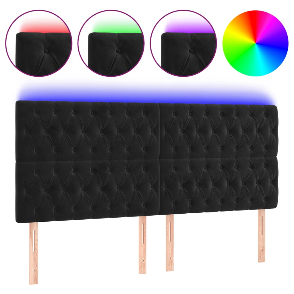 LED uzglavlje crno 180x7x118/128 cm baršunasto