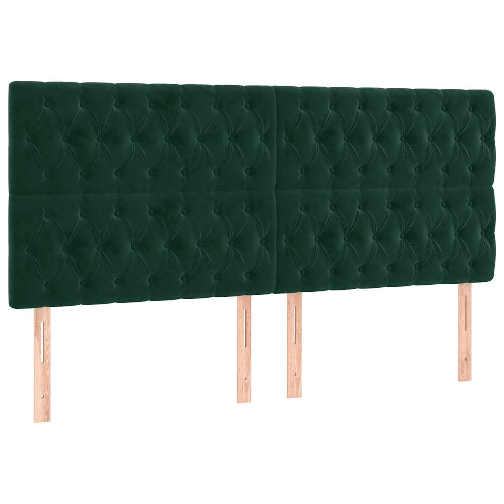 LED uzglavlje tamnozeleno 180x7x118/128 cm baršunasto