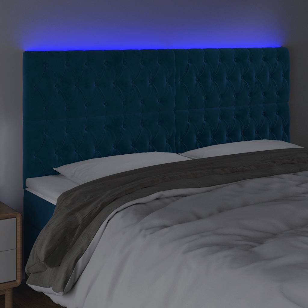 LED uzglavlje tamnoplavo 180x7x118/128 cm od tkanine