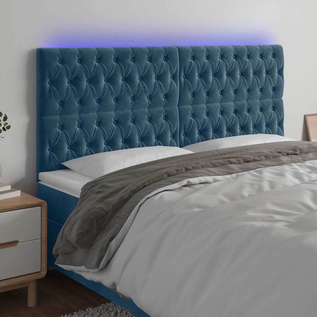 LED uzglavlje tamnoplavo 180x7x118/128 cm od tkanine