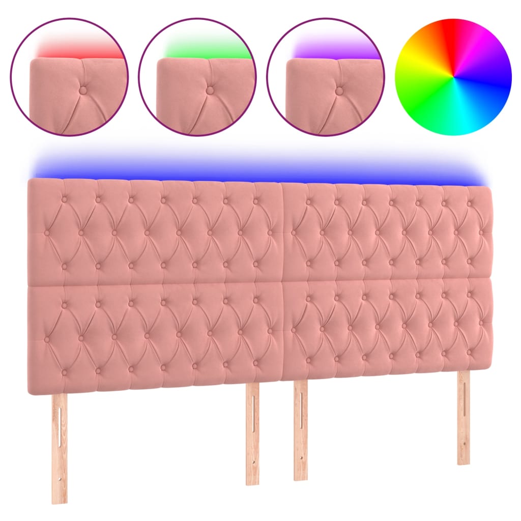 LED uzglavlje ružičasto 180x7x118/128 cm baršunasto