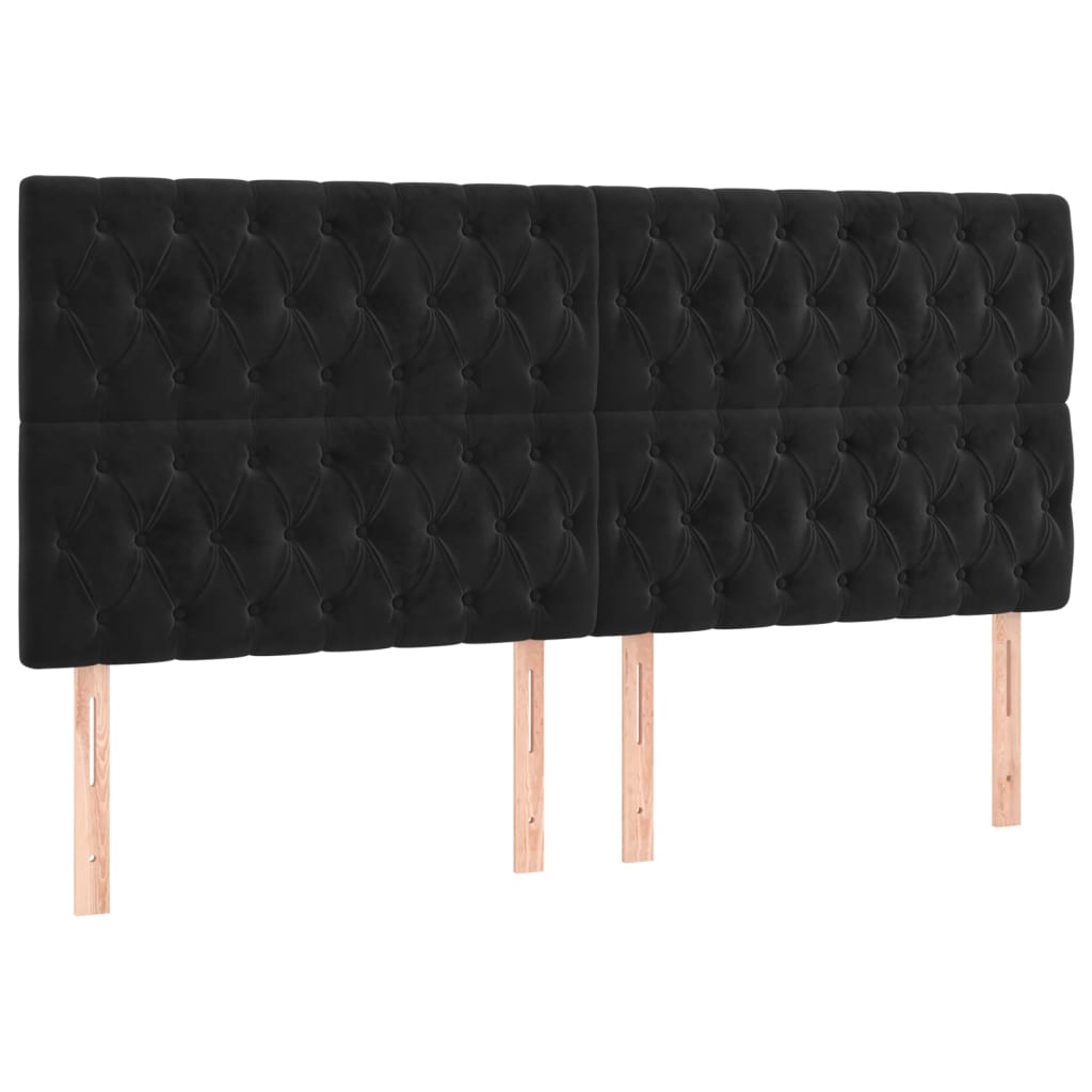 LED uzglavlje crno 200x7x118/128 cm baršunasto