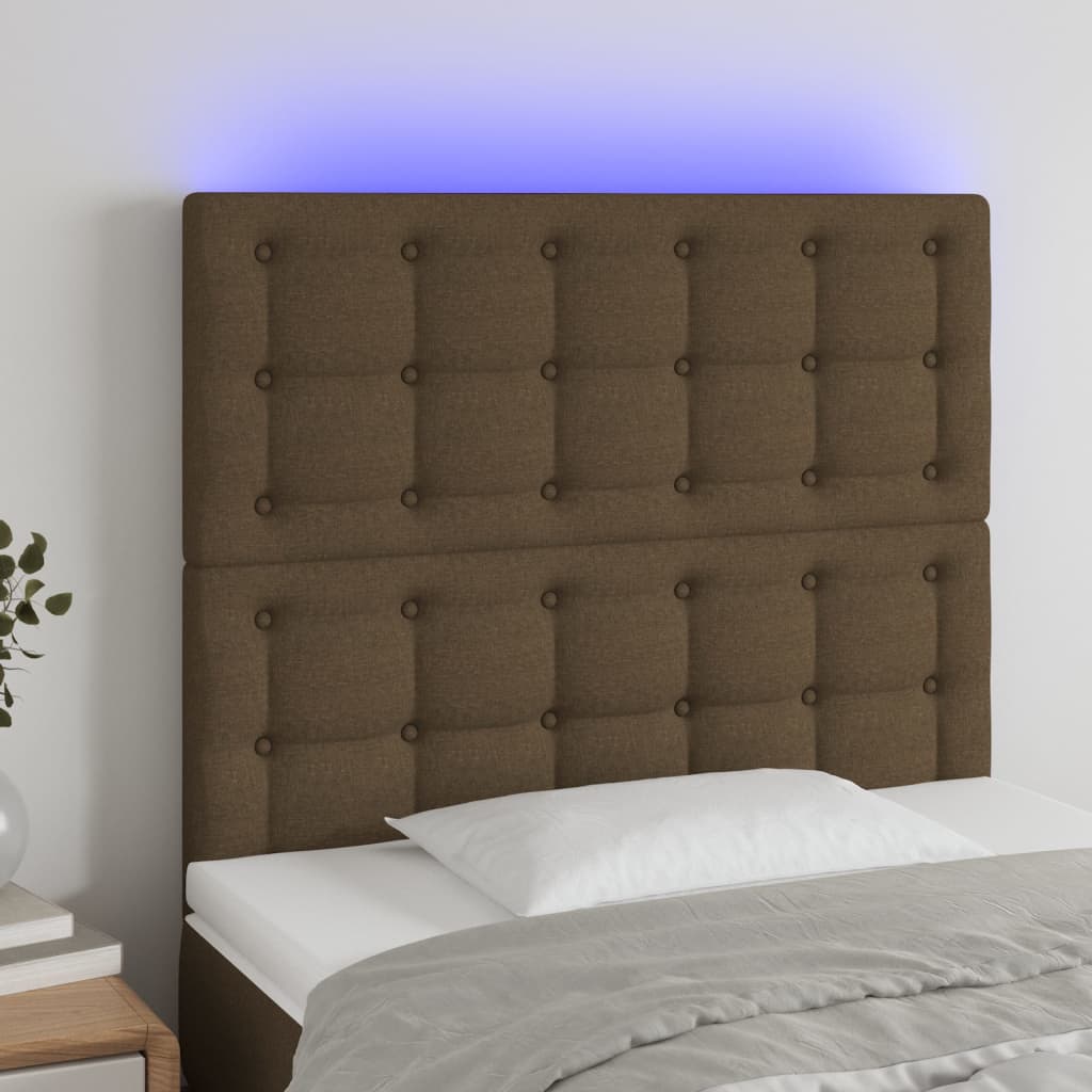 LED uzglavlje tamnosmeđe 80x5x118/128 cm od tkanine