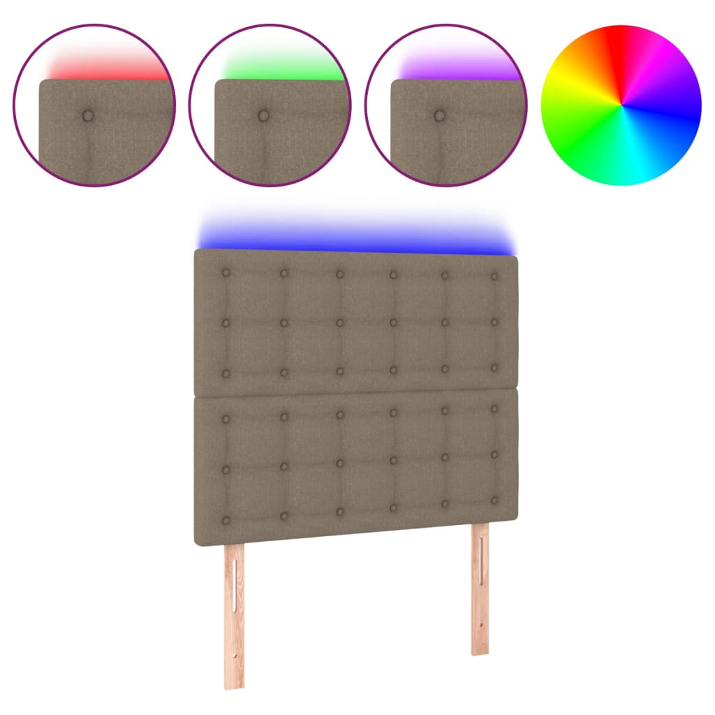 LED uzglavlje smeđesivo 90x5x118/128 cm od tkanine