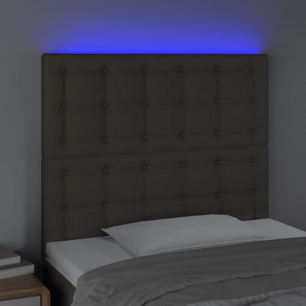 LED uzglavlje smeđesivo 90x5x118/128 cm od tkanine
