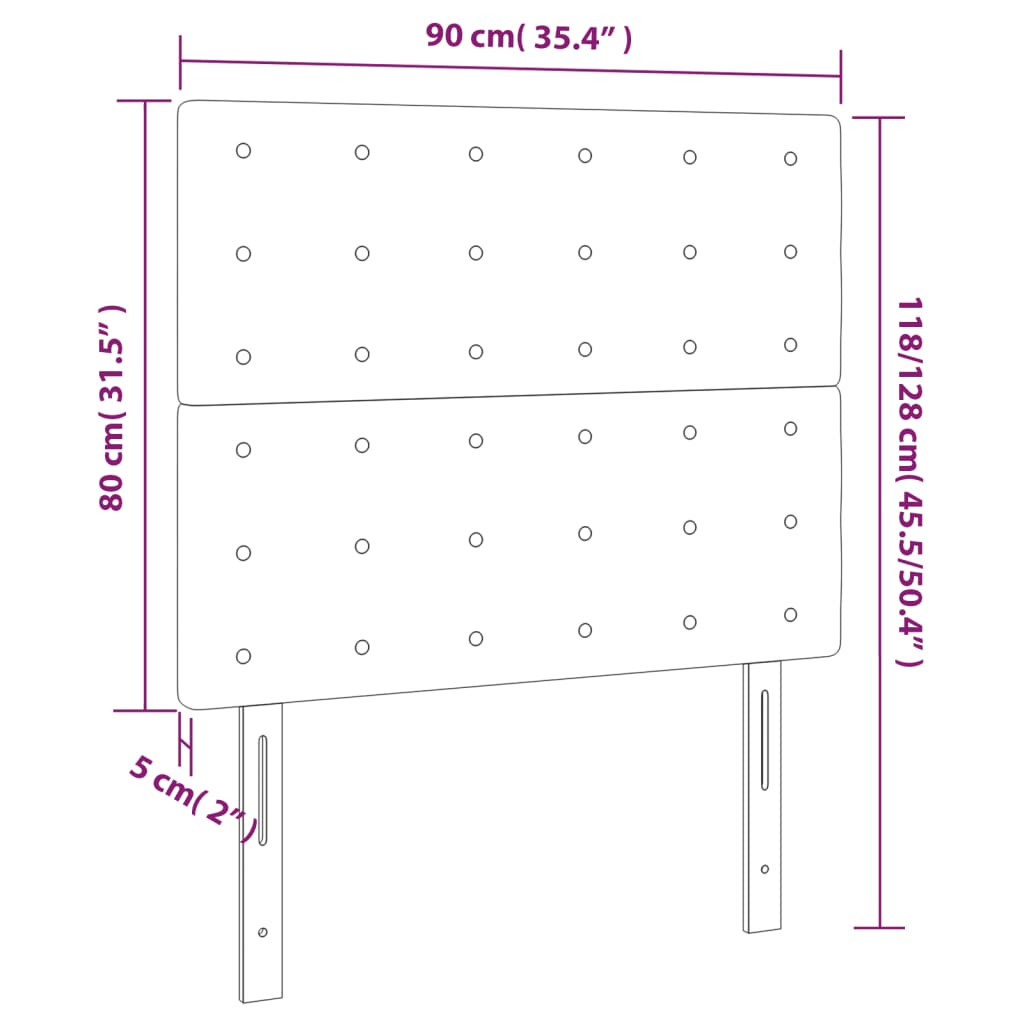 LED uzglavlje smeđesivo 90x5x118/128 cm od tkanine