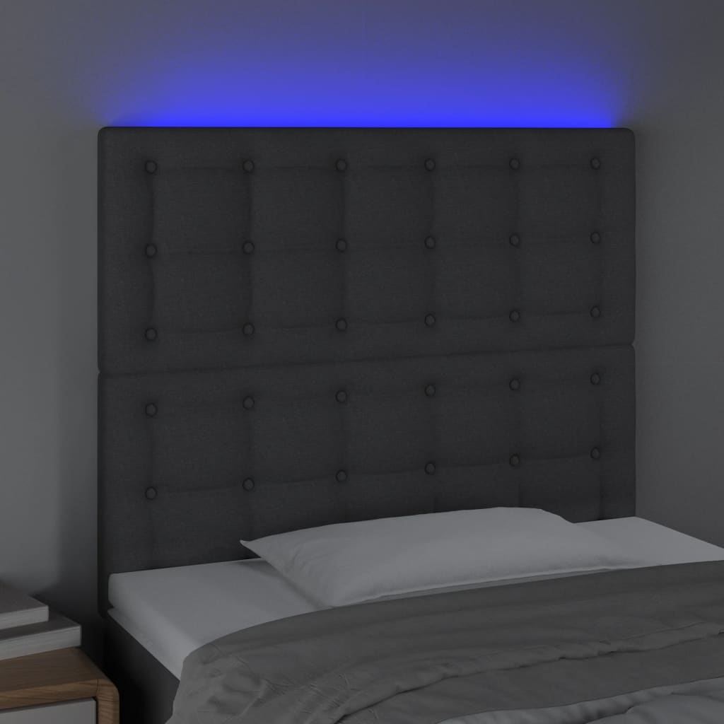 LED uzglavlje tamnosivo 100x5x118/128 cm od tkanine