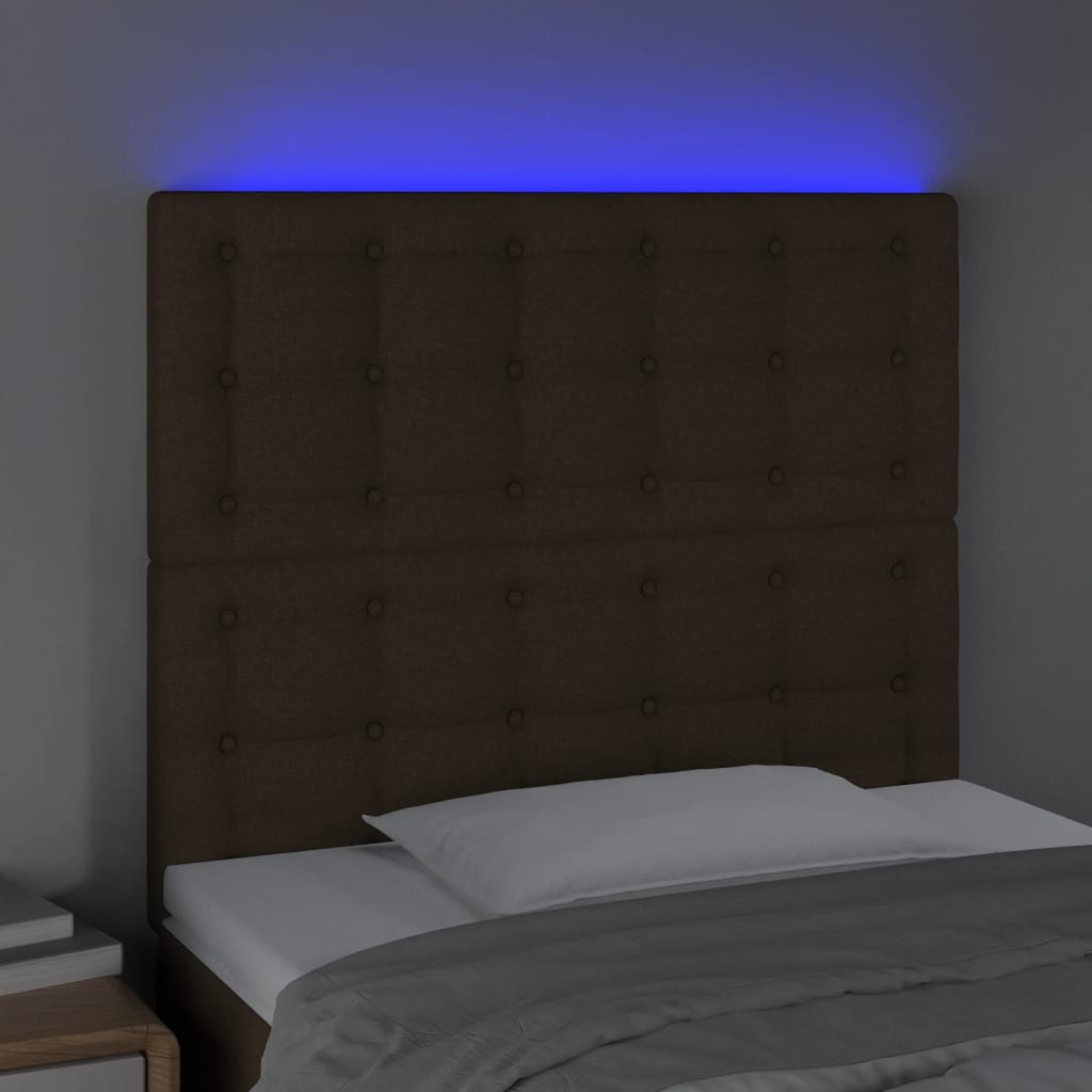 LED uzglavlje tamnosmeđe 100x5x118/128 cm od tkanine