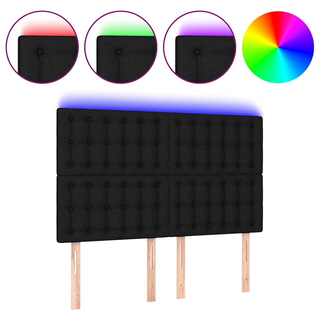 LED uzglavlje crno 144x5x118/128 cm od tkanine