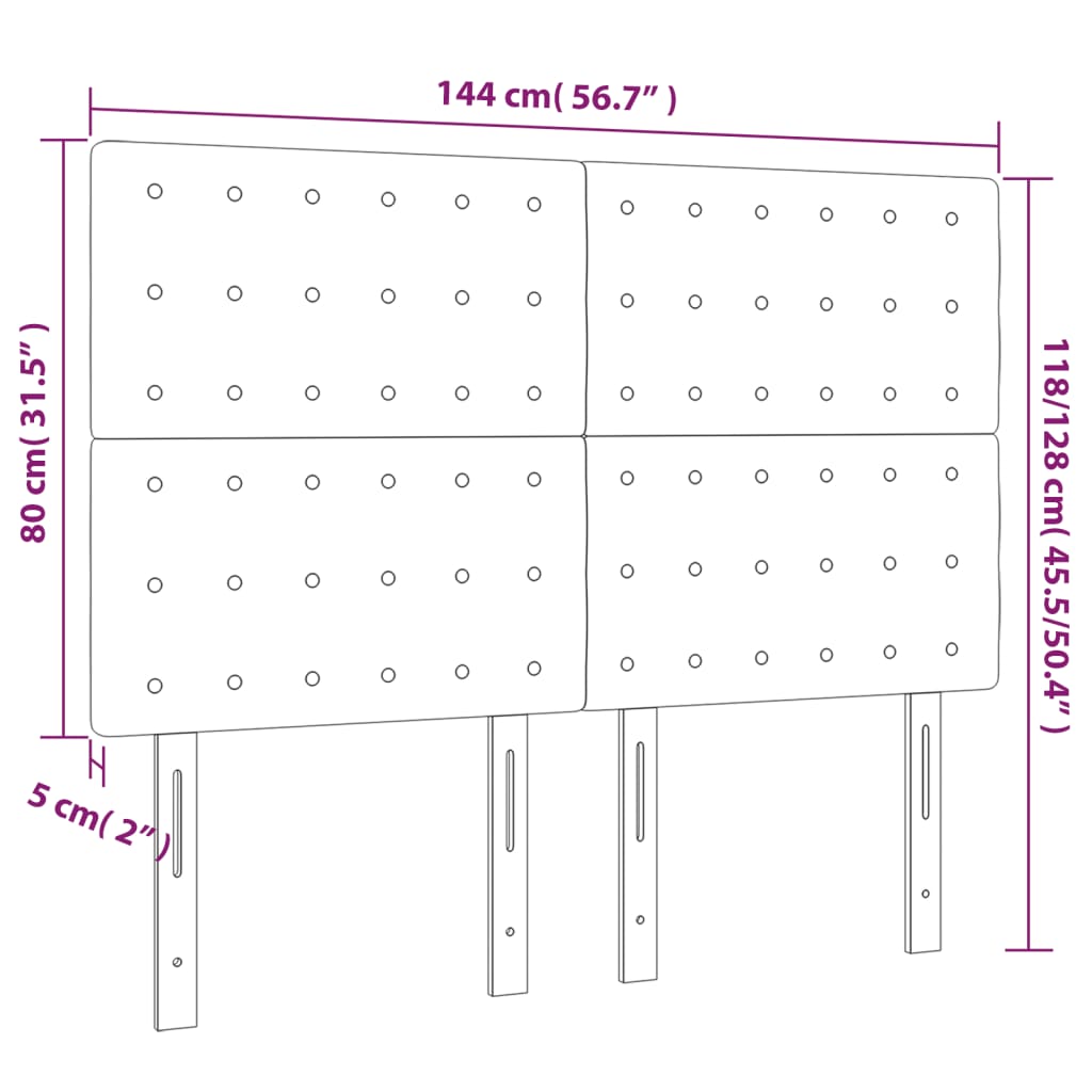 LED uzglavlje plavo 144x5x118/128 cm od tkanine