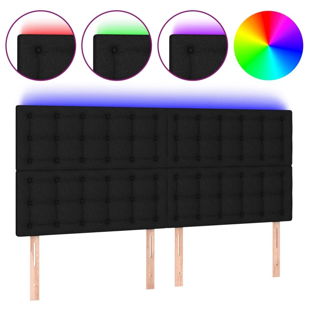 LED uzglavlje crno 160x5x118/128 cm od tkanine