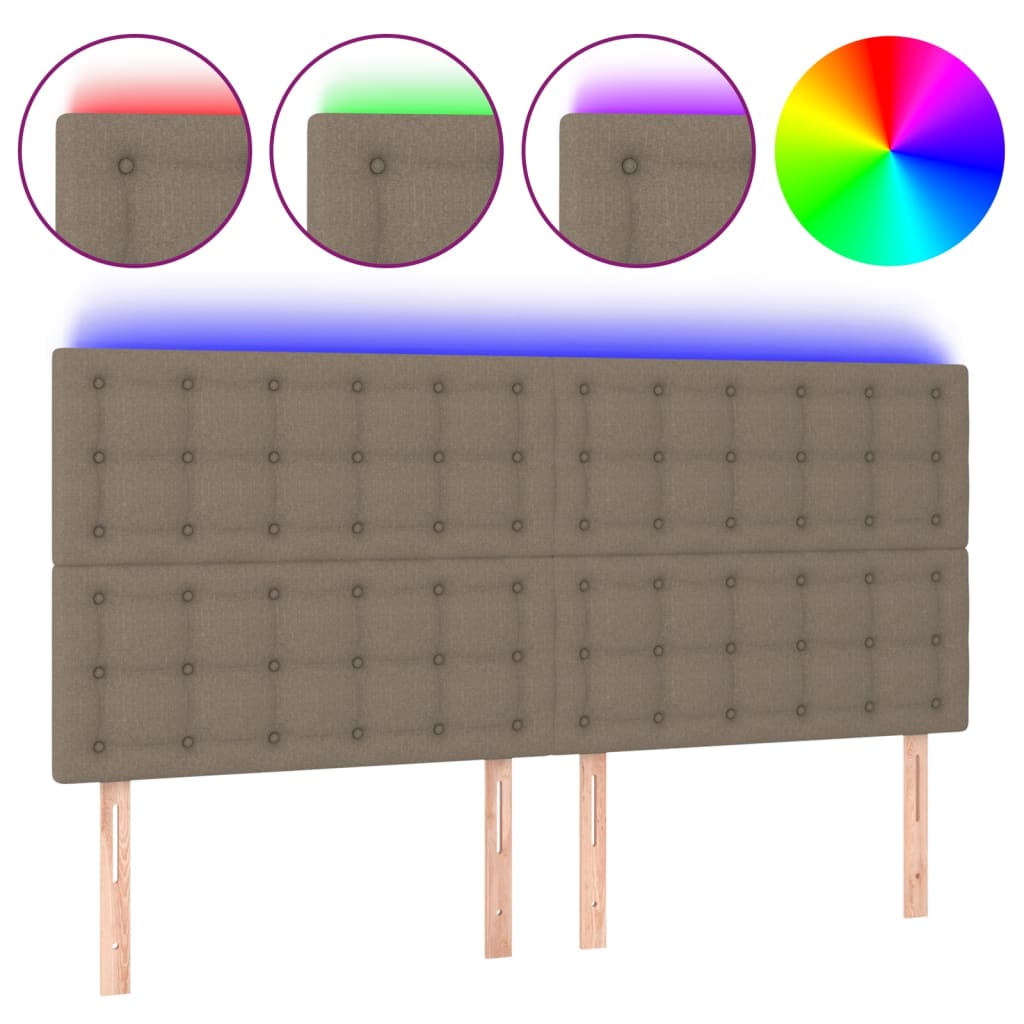LED uzglavlje smeđesivo 200x5x118/128 cm od tkanine