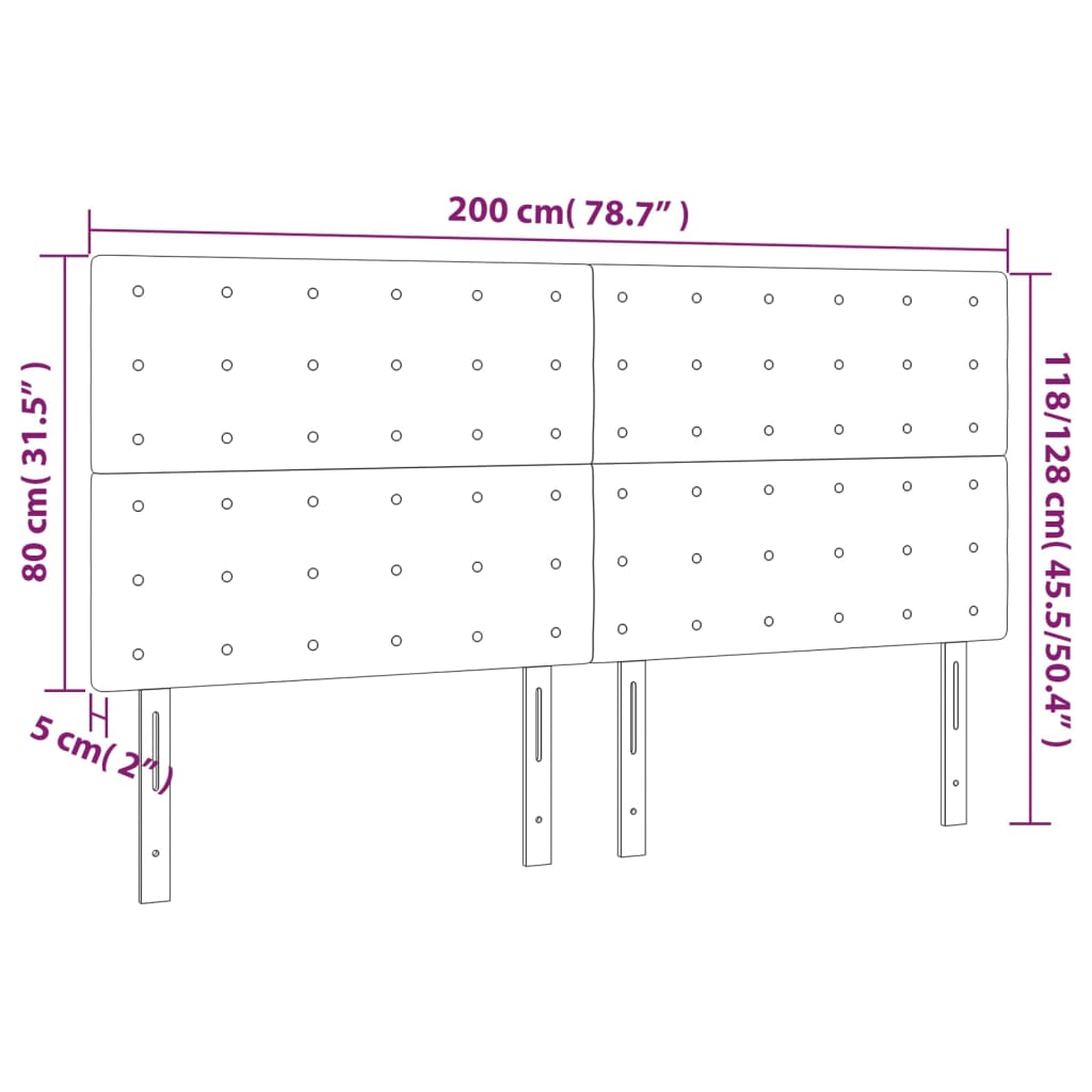 LED uzglavlje plavo 200x5x118/128 cm od tkanine
