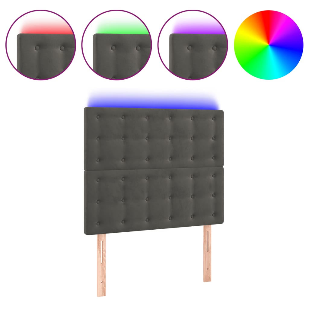 LED uzglavlje tamnosivo 80x5x118/128 cm baršunasto