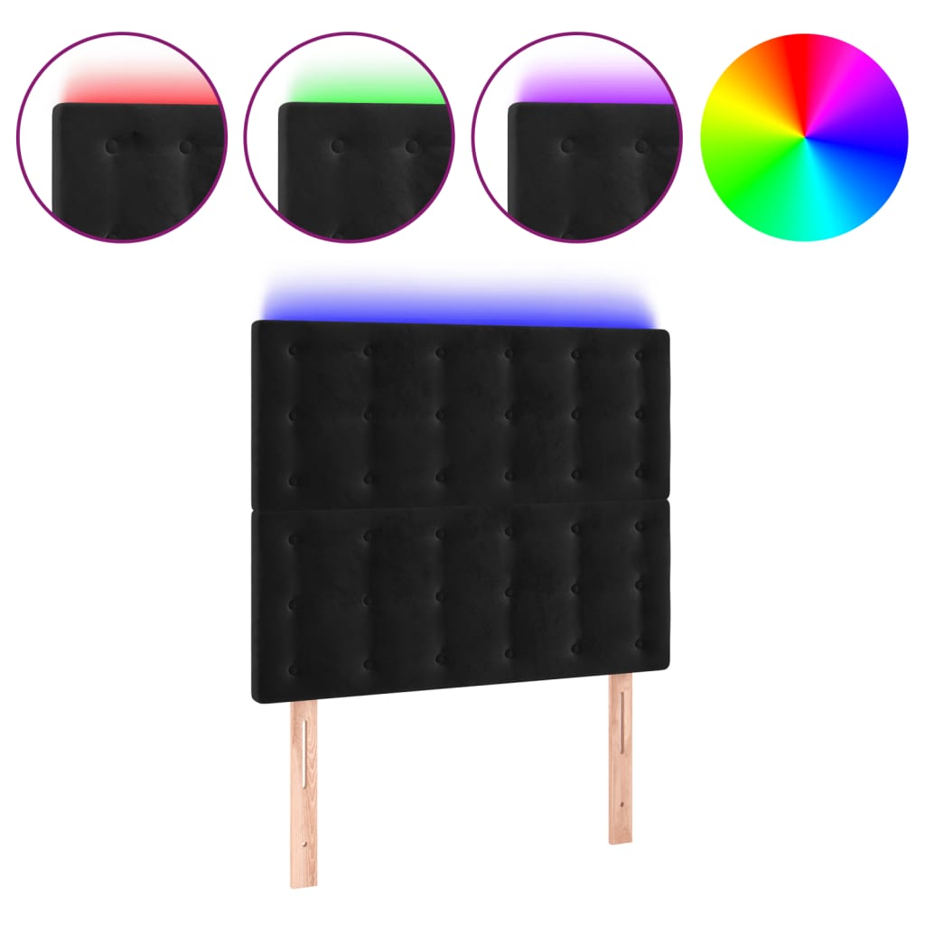 LED uzglavlje crno 80x5x118/128 cm baršunasto