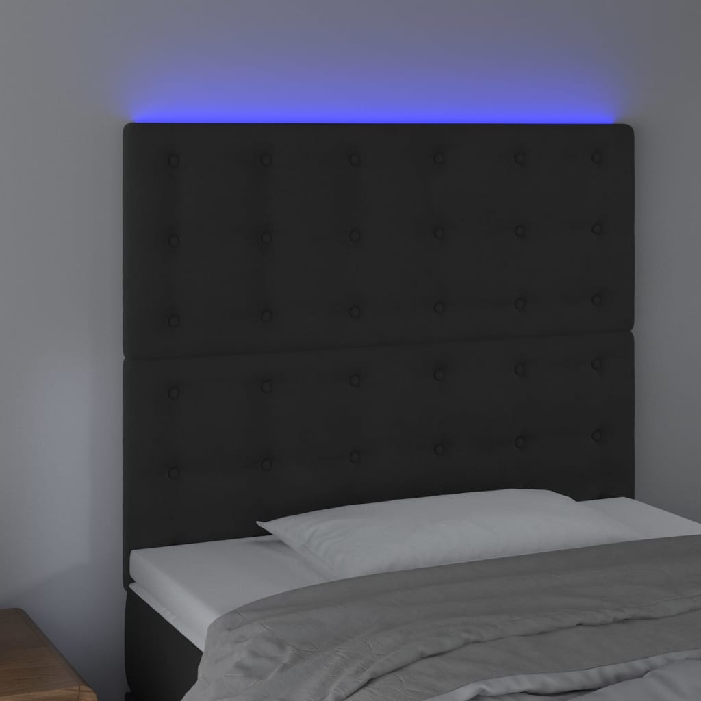 LED uzglavlje crno 80x5x118/128 cm baršunasto