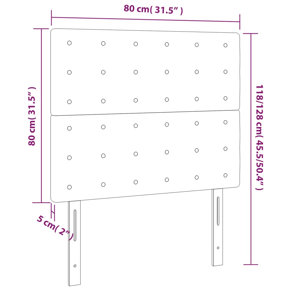 LED uzglavlje crno 80x5x118/128 cm baršunasto