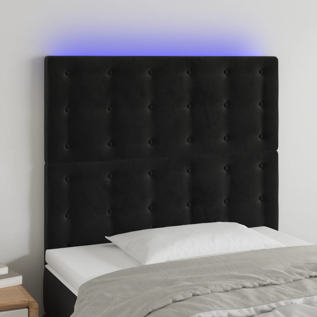 LED uzglavlje crno 80x5x118/128 cm baršunasto