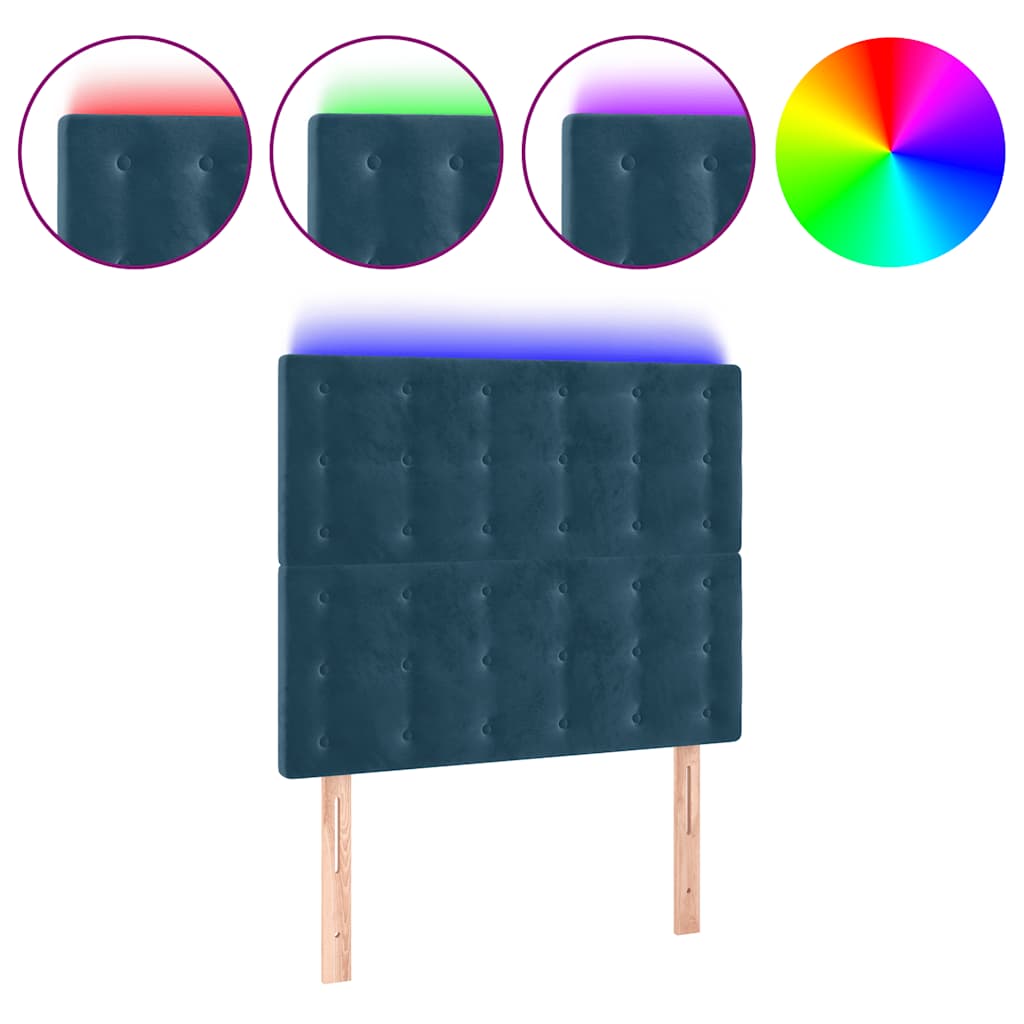 LED uzglavlje tamnoplavo 80x5x118/128 cm baršunasto
