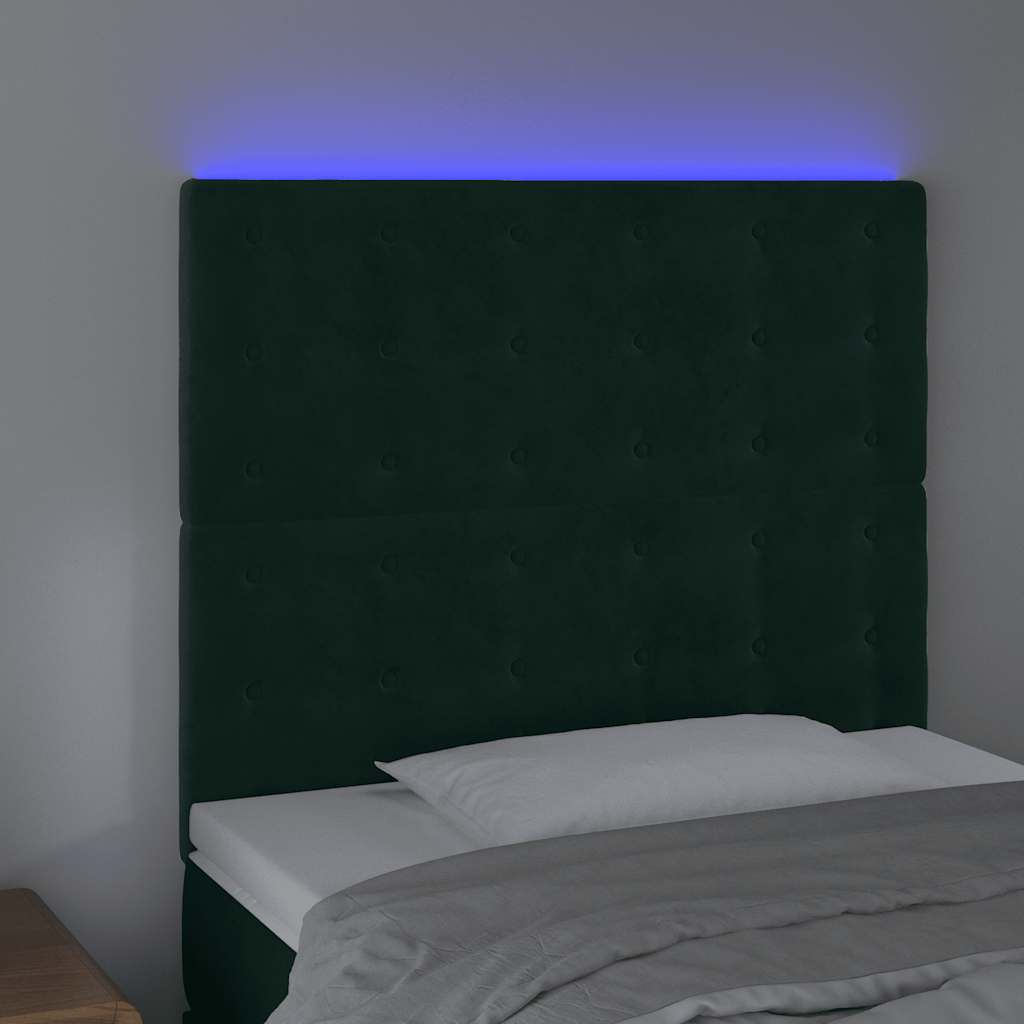 LED uzglavlje tamnozeleno 90x5x118/128 cm baršunasto