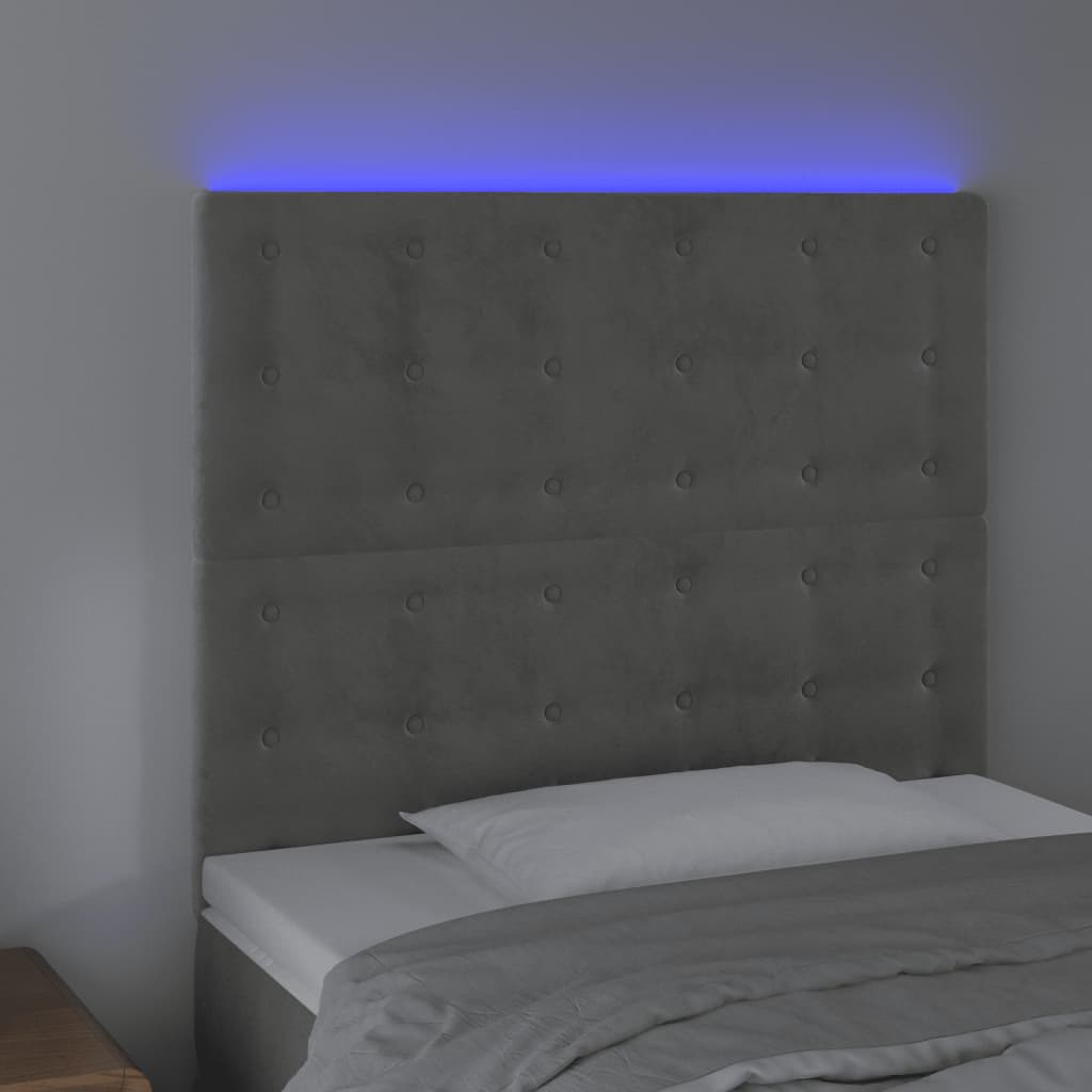 LED uzglavlje svjetlosivo 100x5x118/128 cm baršunasto