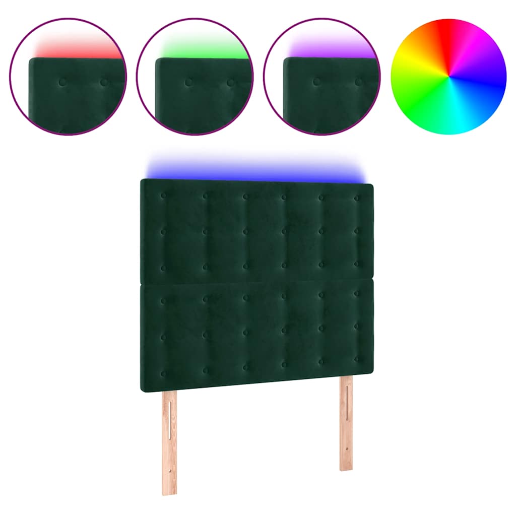 LED uzglavlje tamnozeleno 100x5x118/128 cm baršunasto