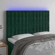 LED uzglavlje tamnozeleno 144x5x118/128 cm baršunasto